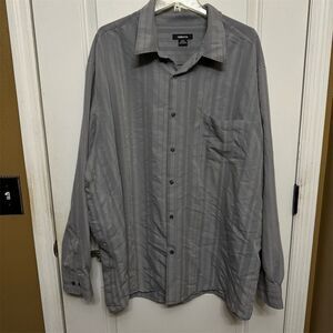 Liz Claiborne Men's 3XLT Gray Striped Long Sleeve Button-Up Shirt